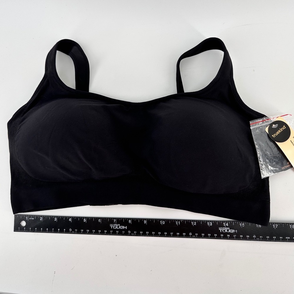 Truekind Black‎ 4XL Daily Comfort Wirefree Shaper Bra with Bra Extender